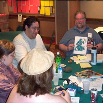 People playing a tabletop game
